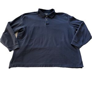 L.L. Bean Polo Shirt Men's Blue 100 % Cotton Long Sleeve Traditional fit XXL